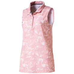 PUMA Golf Puma Flower Womens Sleeveless Golf Polo -Golf Sales Store 10482 02BRIDALROSE