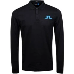 J.Lindeberg J. Lindeberg Big Bridge Long Sleeve Regular TX Brushed Jersey Mens Golf Shirt -Golf Sales Store 11856 9992BLACKMEL