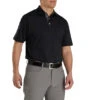 FootJoy Athletic Fit Lisle Solid Gingham Trim Self Collar Black Mens Golf Polo -Golf Sales Store 11986