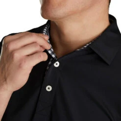 FootJoy Athletic Fit Lisle Solid Gingham Trim Self Collar Black Mens Golf Polo -Golf Sales Store 11986 2 cf904481 ae06 4d70 bf61 876abf3c0b9f