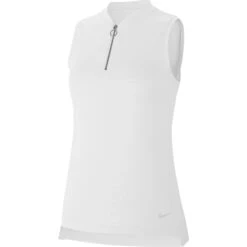 Nike Dri-FIT Zip Womens Sleeveless Golf Polo -Golf Sales Store 13301 100WHITE