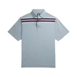FootJoy Lisle Chest Blue Strip Self Collar Mens Golf Polo -Golf Sales Store 13485 3