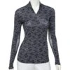 EP NY Linear Swirl Print Mock Womens Long Sleeve Sun Shirt -Golf Sales Store 13918 003BLACKMULTI