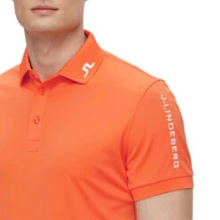 J.Lindeberg J. Lindeberg Tour Tech Amer Fit Lava Orange Mens Golf Polo -Golf Sales Store 19477 LAVAORANGE 1