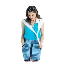 Kinona Down The Middle 18.5in Womens Golf Skort -Golf Sales Store 19658 MEDITERRNCHECK