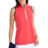 Kinona Rouched And Ready Watermelon Red Womens Sleeveless Golf Polo -Golf Sales Store 19681 WATERMLNRED