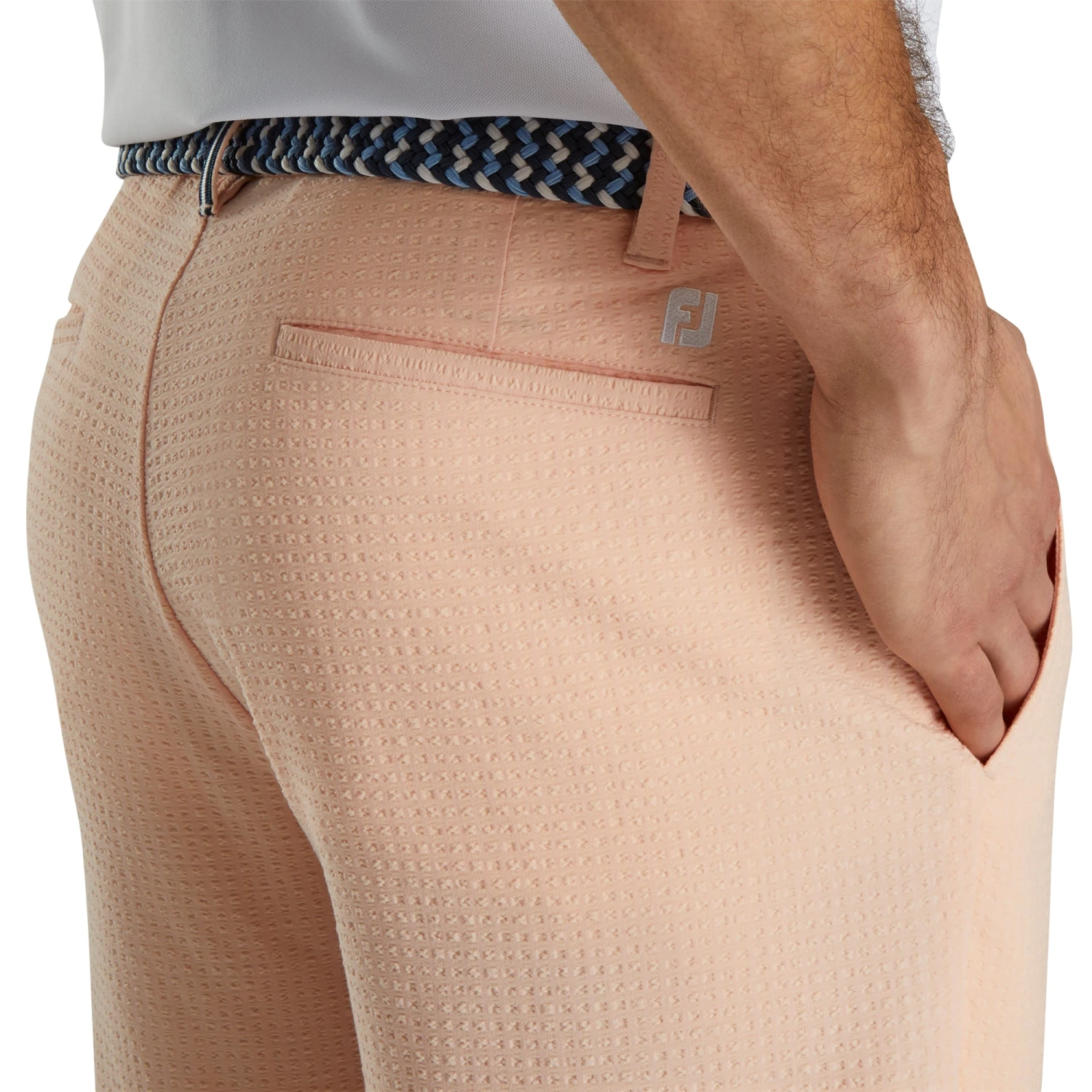 FootJoy Southern Living Performance Seersucker Peach Mens Golf Shorts 5 FootJoy Southern Living Performance Seersucker Peach Mens Golf Shorts - Image 3