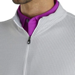 FootJoy Houndstooth Jacquard Grey Mens Golf 1/4 Zip Pullover -Golf Sales Store 20999 GREYWHITE 3