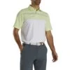 FootJoy Lisle Engineered Pinstripe White-Lime Mens Golf Polo -Golf Sales Store 21480 WHITELIMEGREY