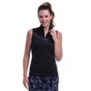 EP New York Mock Zip Black Multi Womens Sleeveless Golf Polo 2 EP New York Mock Zip Black Multi Womens Sleeveless Golf Polo -Golf Sales Store 21508 BLACKMULTI003