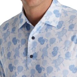 FootJoy Lisle Vintage Floral Print Sky Mens Golf Polo 7 FootJoy Lisle Vintage Floral Print Sky Mens Golf Polo -Golf Sales Store 21639 SKY 2