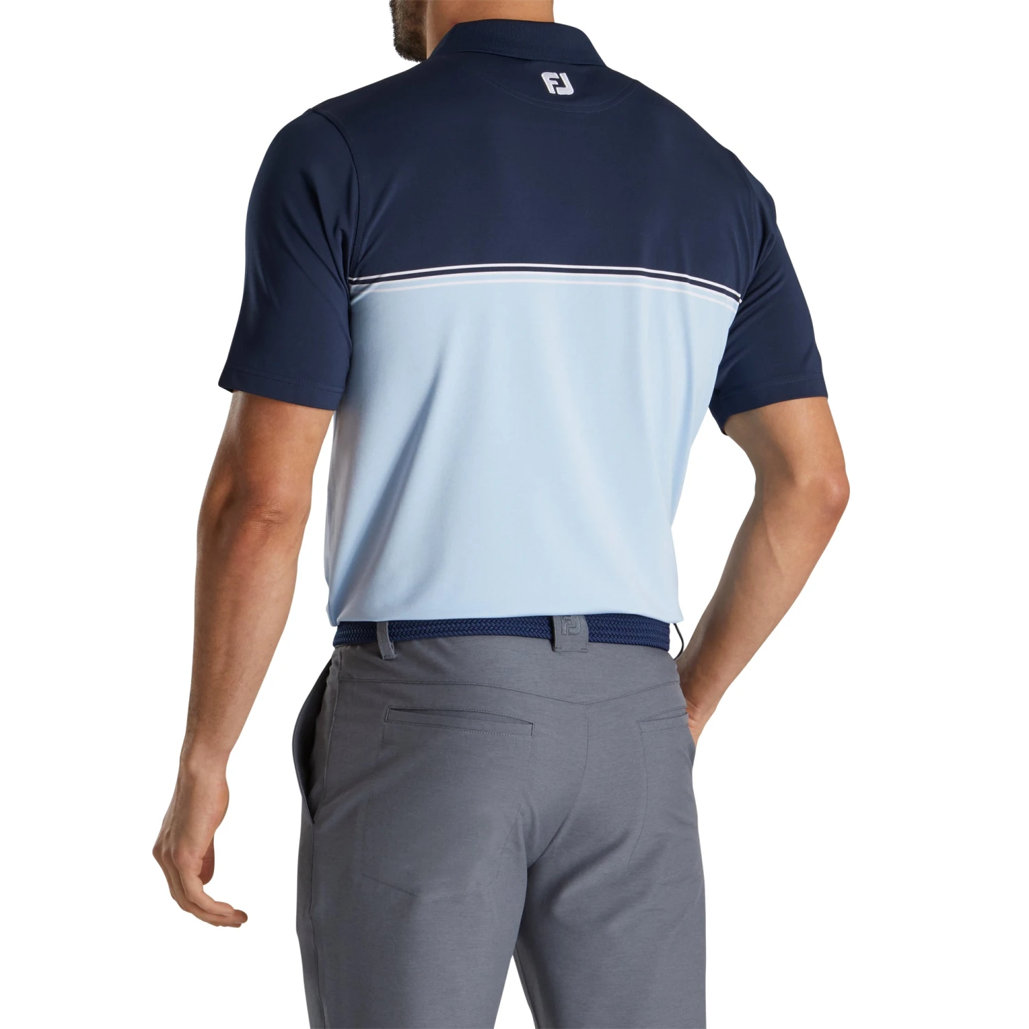 FootJoy Color Block Lisle Navy Mens Golf Polo 4 FootJoy Color Block Lisle Navy Mens Golf Polo - Image 2