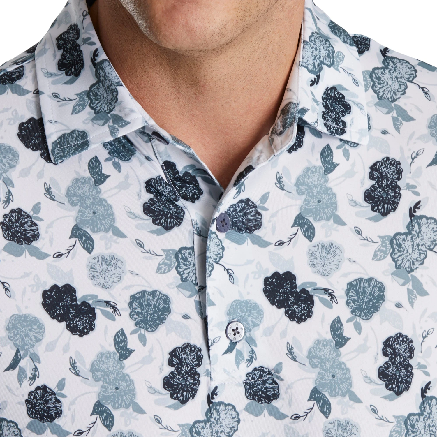 FootJoy Vintage Floral Print Lisle Mens Golf Polo 5 FootJoy Vintage Floral Print Lisle Mens Golf Polo - Image 3