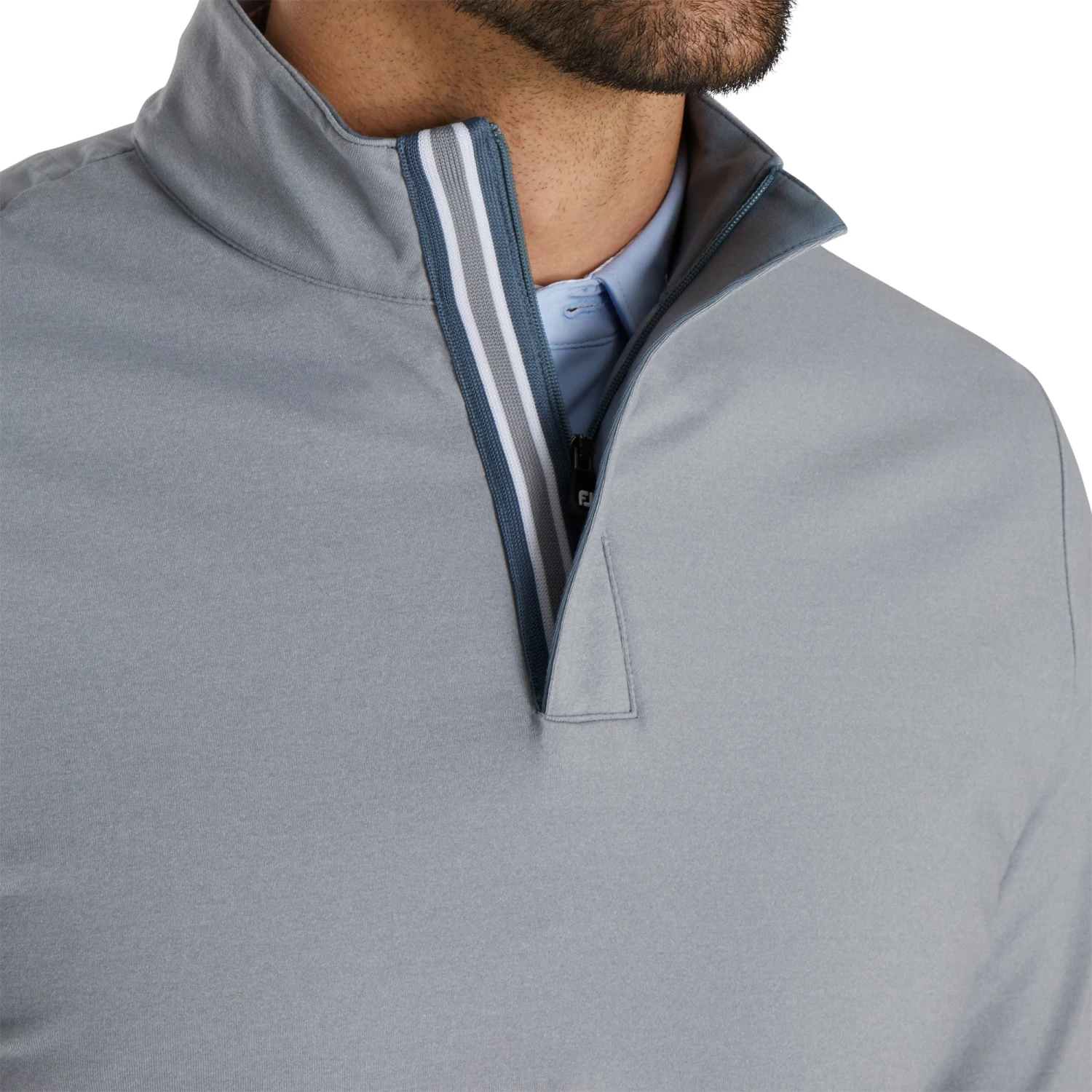 FootJoy Stretch Jersey Heather Grey Mens Golf 1/4 Zip 5 FootJoy Stretch Jersey Heather Grey Mens Golf 1/4 Zip - Image 3