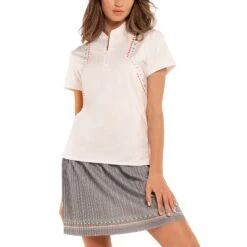 Lucky In Love Quick Sand White Womens Golf Polo