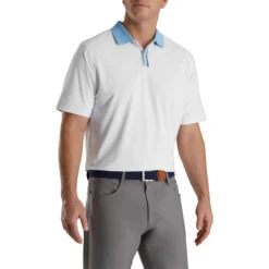 FootJoy Solid Stretch Pique With Stripe Placket Mens Golf Polo