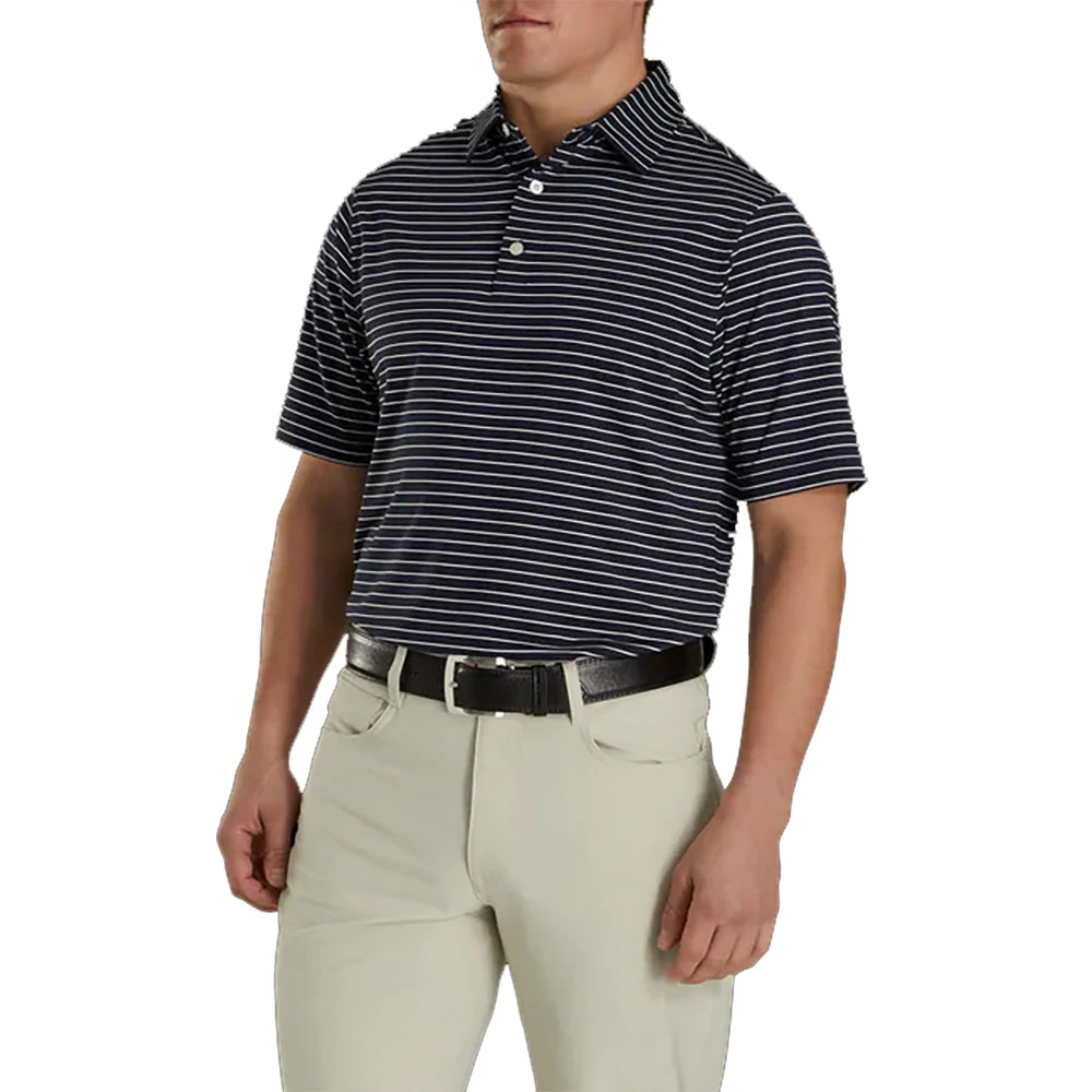 FootJoy Athletic Fit Classic Stripe Navy Mens Golf Polo 3 FootJoy Athletic Fit Classic Stripe Navy Mens Golf Polo