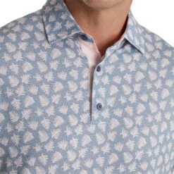 FootJoy Shadow Palm Print Lisle Graphite Mens Golf Polo -Golf Sales Store 24740 GRAPHQRTZPINK 2