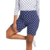 Kinona Tailored N Trim Printed Lattice Navy 8in Women Golf Shorts -Golf Sales Store 25168 LATTICENVY936