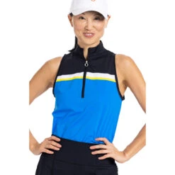 Kinona Smolder Shoulder Azure Blue Womens Sleeveless Golf Polo