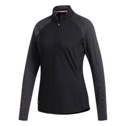 Adidas Golf Adidas UV Solid Black Grey Womens Golf 1/2 Zip