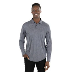 TravisMathew Wilderness Mens Long Sleeve Golf Polo -Golf Sales Store 27020 HTHRBLACK0HBL