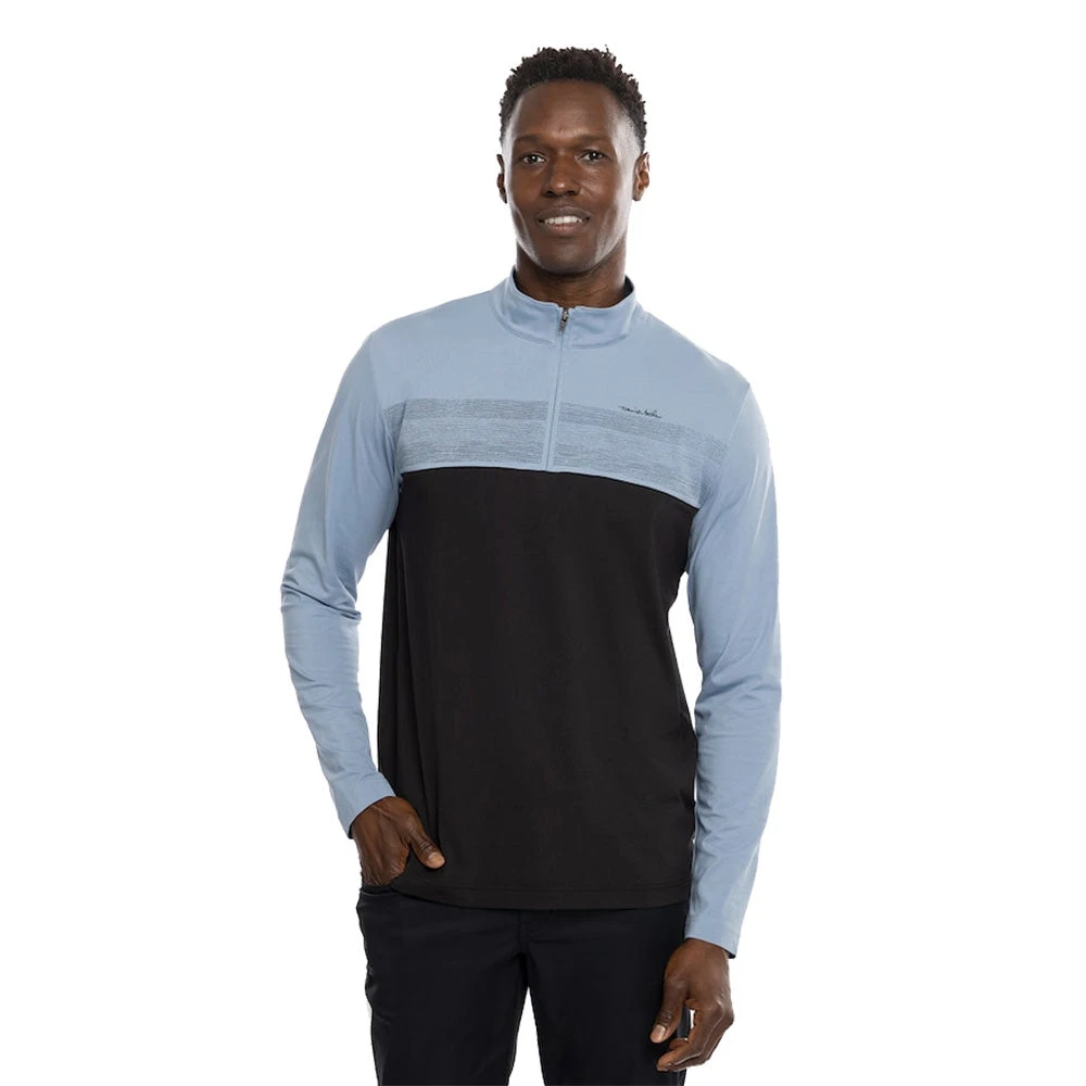 TravisMathew Out All Night Faded Denim Mens Golf 1/4 Zip 3 TravisMathew Out All Night Faded Denim Mens Golf 1/4 Zip