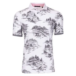 Greyson Wolf Toile Arctic Mens Golf Polo
